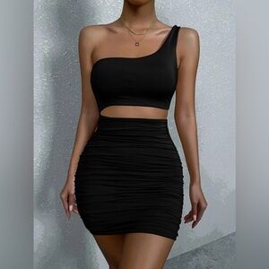 SHEIN Black One-Shoulder Cutout Dress